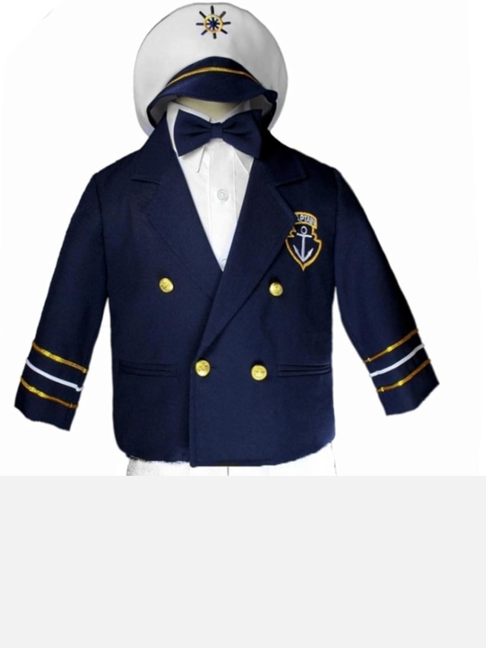 Sailor Suit Boys Costume Navy Blue Nautical Suit with Hat